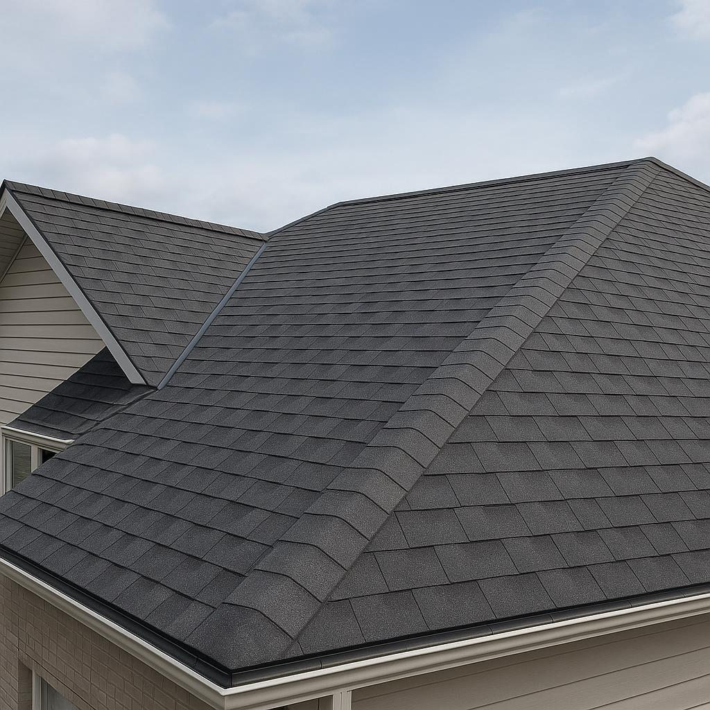 Restored roof with new architectural shingles